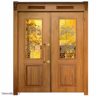 درب ضد سرقت ترکیبی چوب و شیشه کد 1446