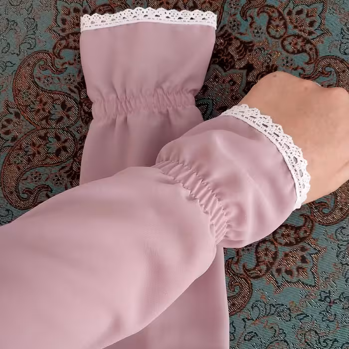 ساق دست پرنسسی دخترانه رنگ بنفش ارسال رایگان(امکان دوخت روسری ست هم وجود دارد)