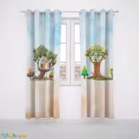 پرده پنلی بچگانه طرح کلبه درختی کد A2742