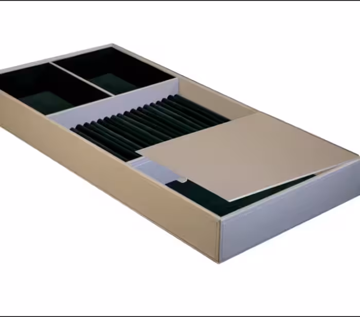 باکس زیور آلات چرم کامپکت داخل کشو فانتونی سری 3 رنگ خاکی سایز 90 کد J649