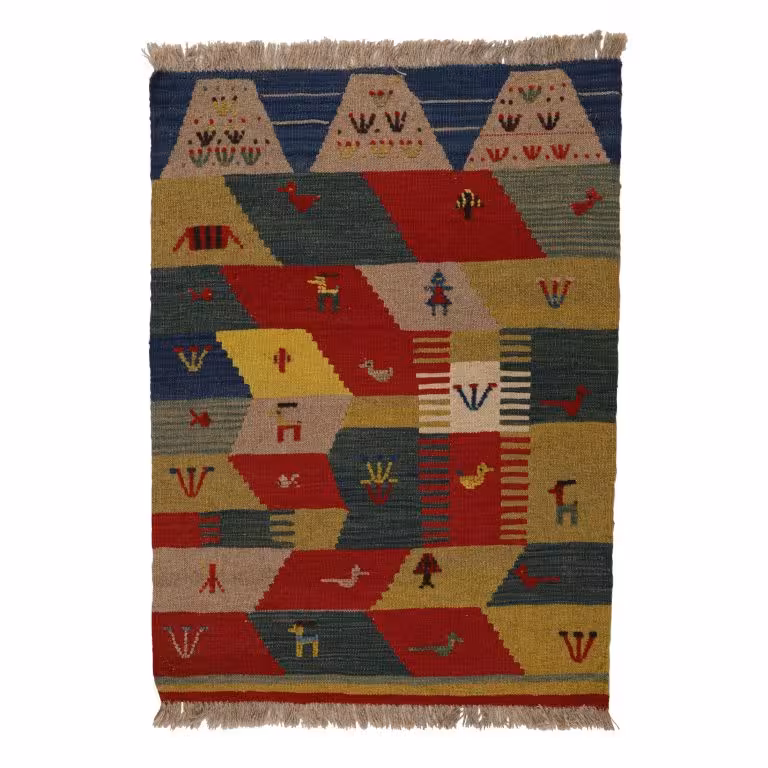 گلیم گبه قشقایی دستبافت یک متری