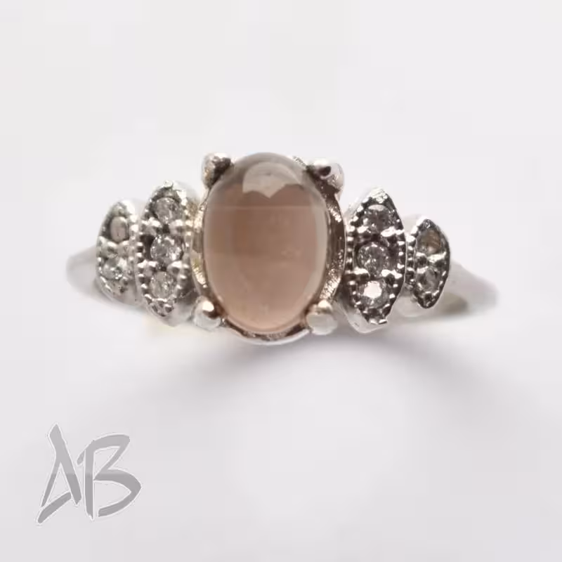 انگشتر نقره زنانه اسموکی کوارتز (دودی) طبیعی بسیار شیک آقابزرگ کد 605