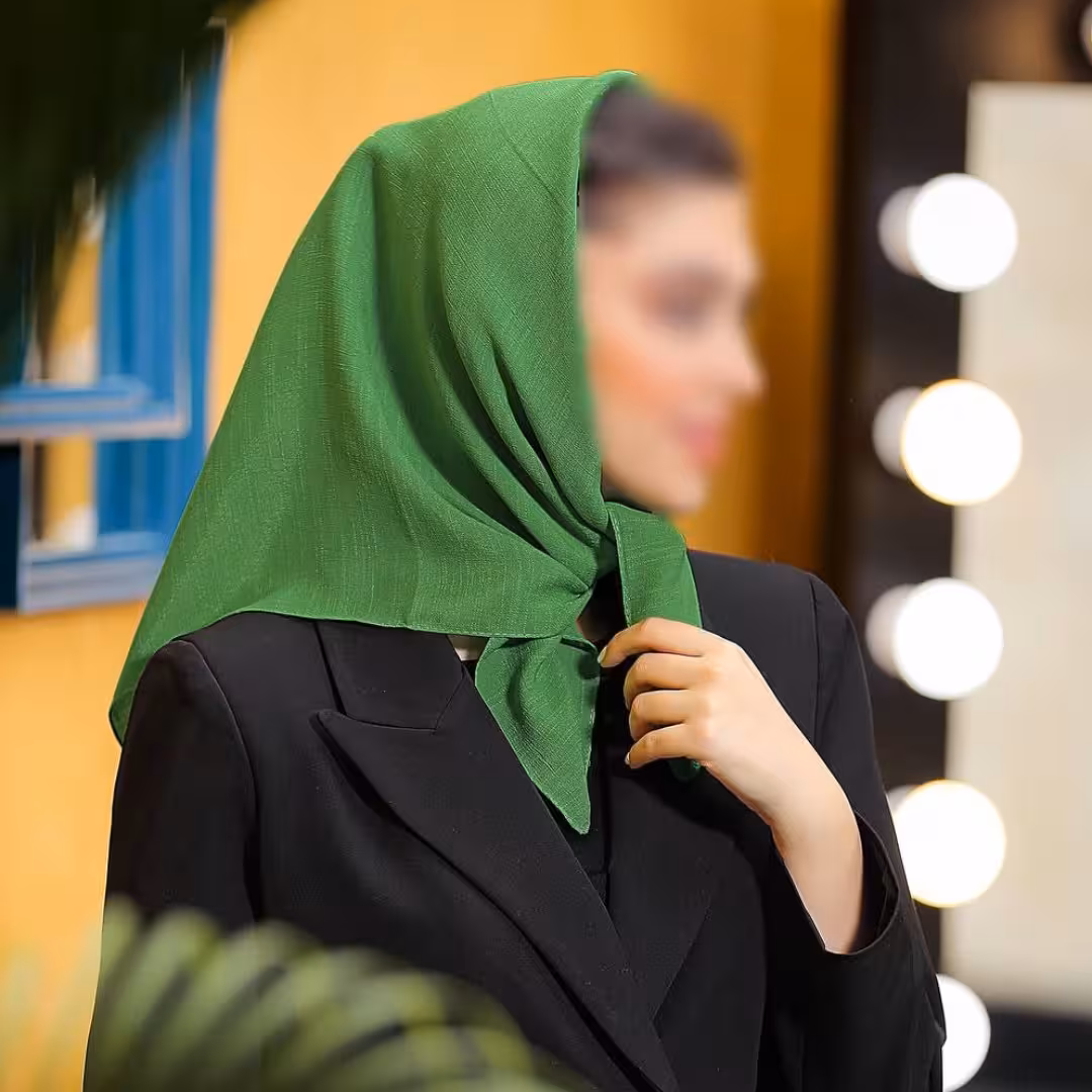 مینی اسکارف نخی اسلپ فوق العاده سبک رنگ سبز ارسال رایگان