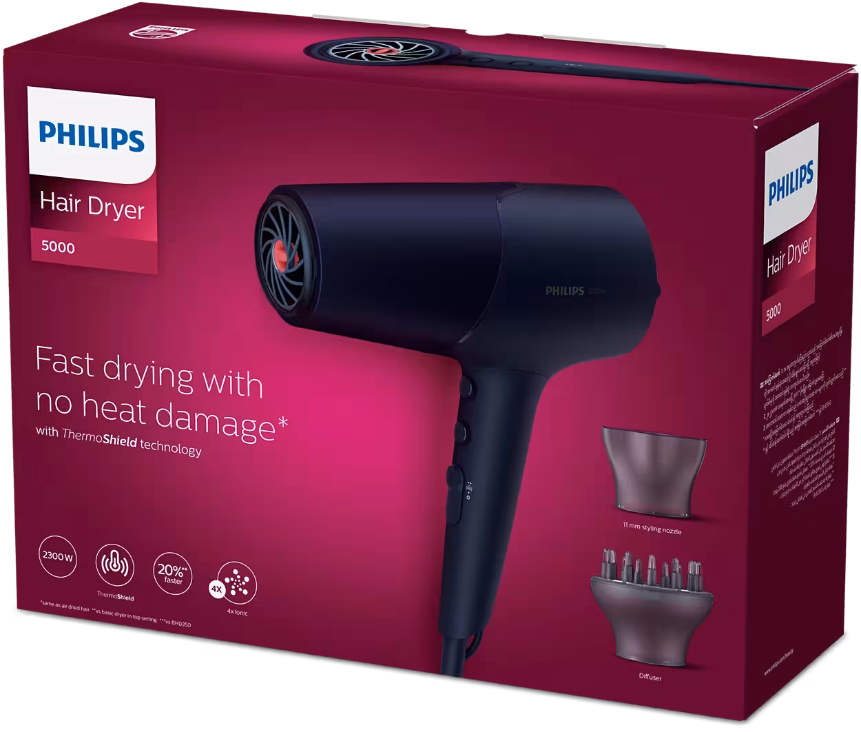 سشوار حرفه‌ای سری 5000 فیلیپس Philips Hair Dryer 5000 Series BHD510/03
