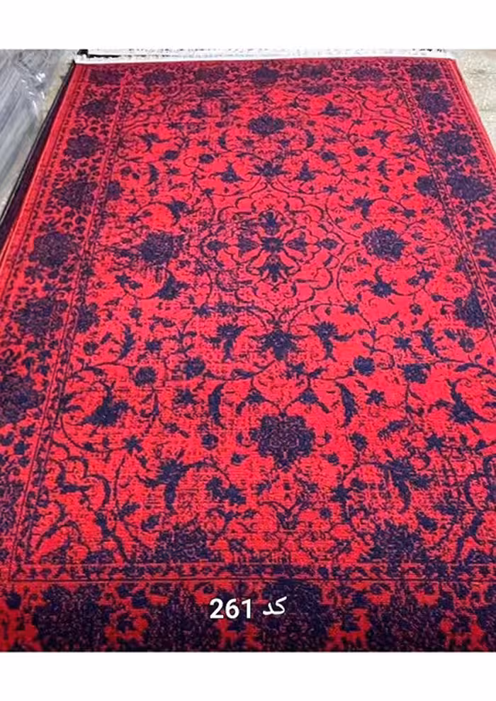 گلیم فرش ماشینی 400 شانه رنگ لاکی بی سی اف کاشان-کد 261