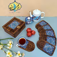 ست دو تکه پذیرایی طرح کاشی آبی هفت رنگ صنایع دستی تامیلند 