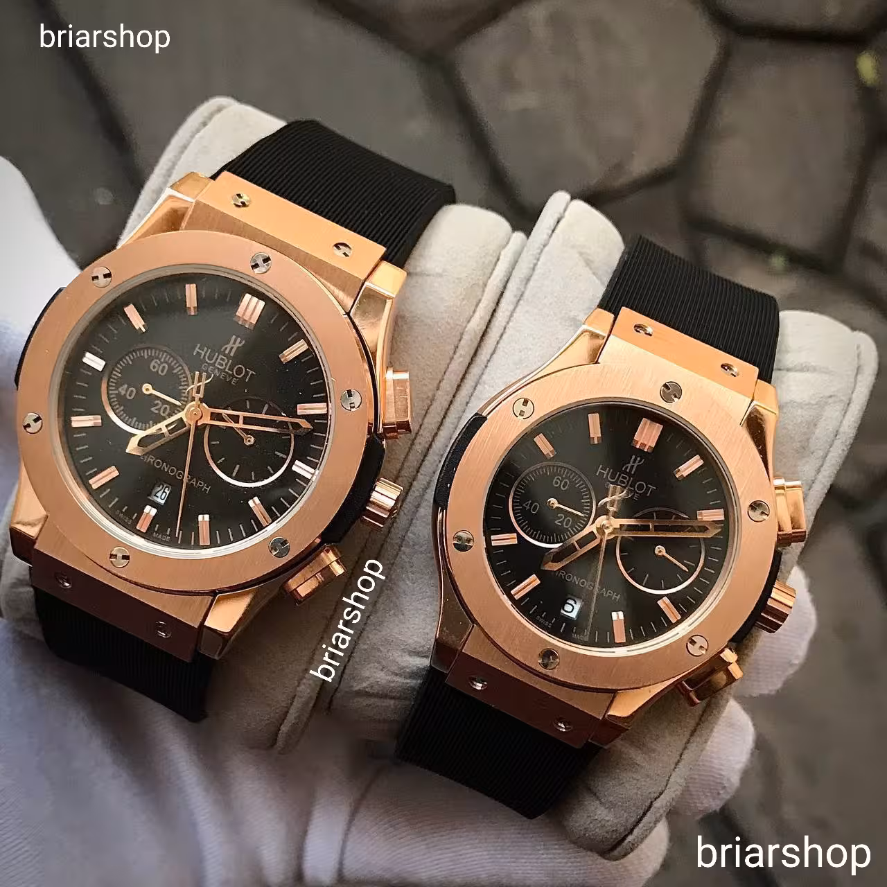ساعت ست هابلوت HUBLOT WATCH SET rg/b/b ساعت ست مردانه و زنانه هابلوت  ساعت هابلوت ست ساعت ست عروس و داماد
