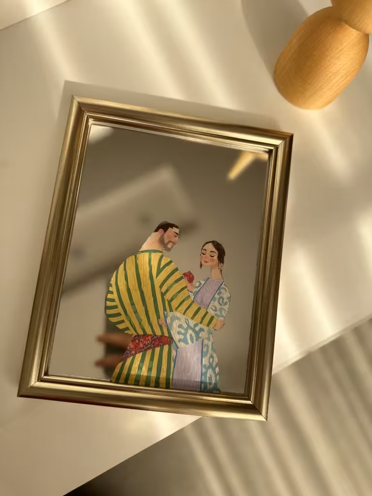 آیینه دکوراتیو طرح عاشقانه یلدایی