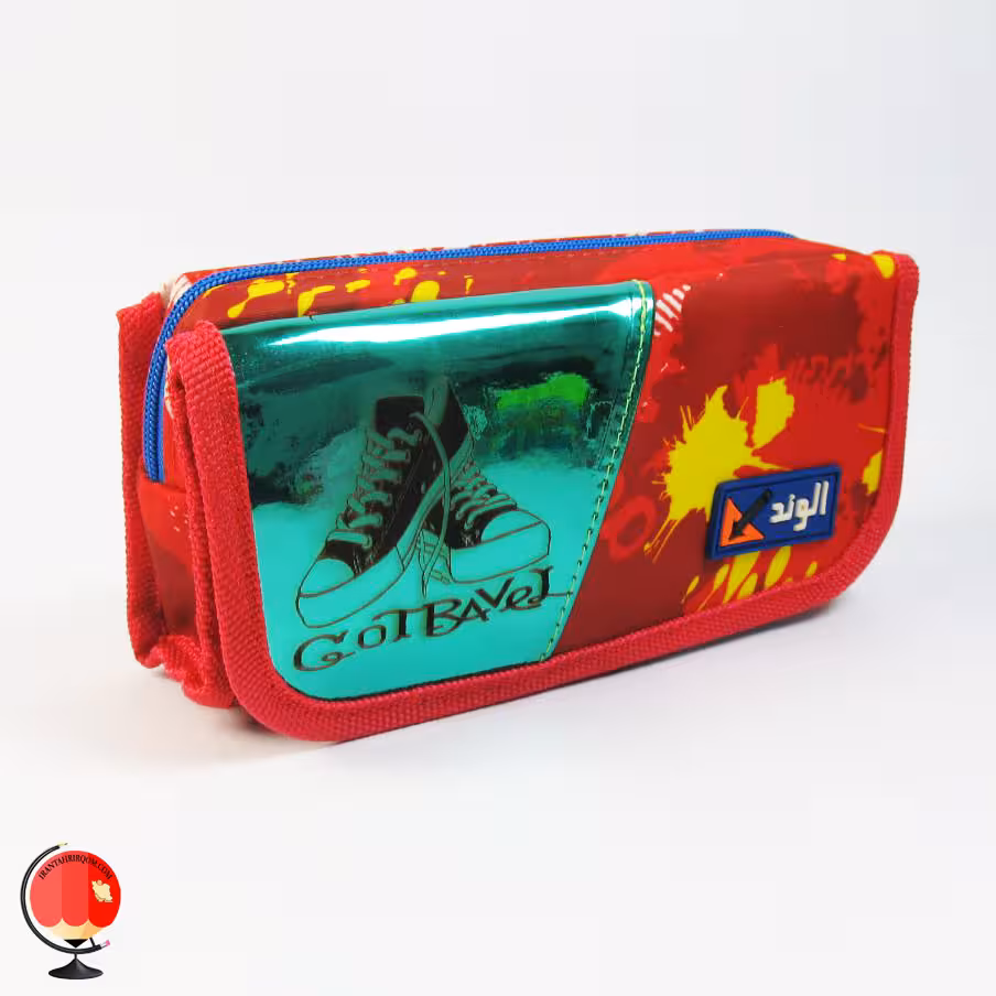 جامدادی اسپرت سه زیپ طرح کتونی سبز الوند