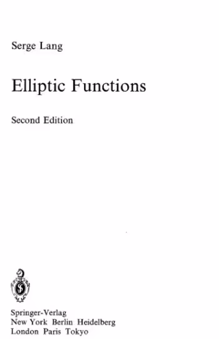 خرید و دانلود نسخه کامل کتاب Elliptic Functions