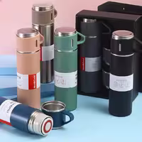 فلاسک سرد و گرم مدل VACUUM FLASK SET برند AMSZM با 3 فنجان