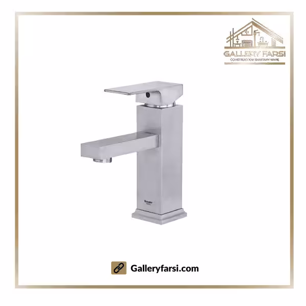 شیر روشویی شودر پایه کوتاه مدل اروپا کروم مات