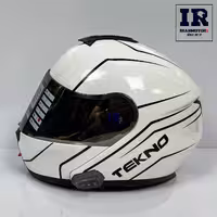 کلاه کاسکت بلوتوث دار فک متحرک تکنو Tekno - سفید مشکی براق   BT12
