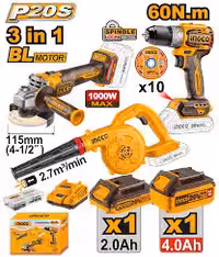 ست کمبو 3 عددی دریل،دمنده،مینی فرز شارژی اینکو COSLI241192