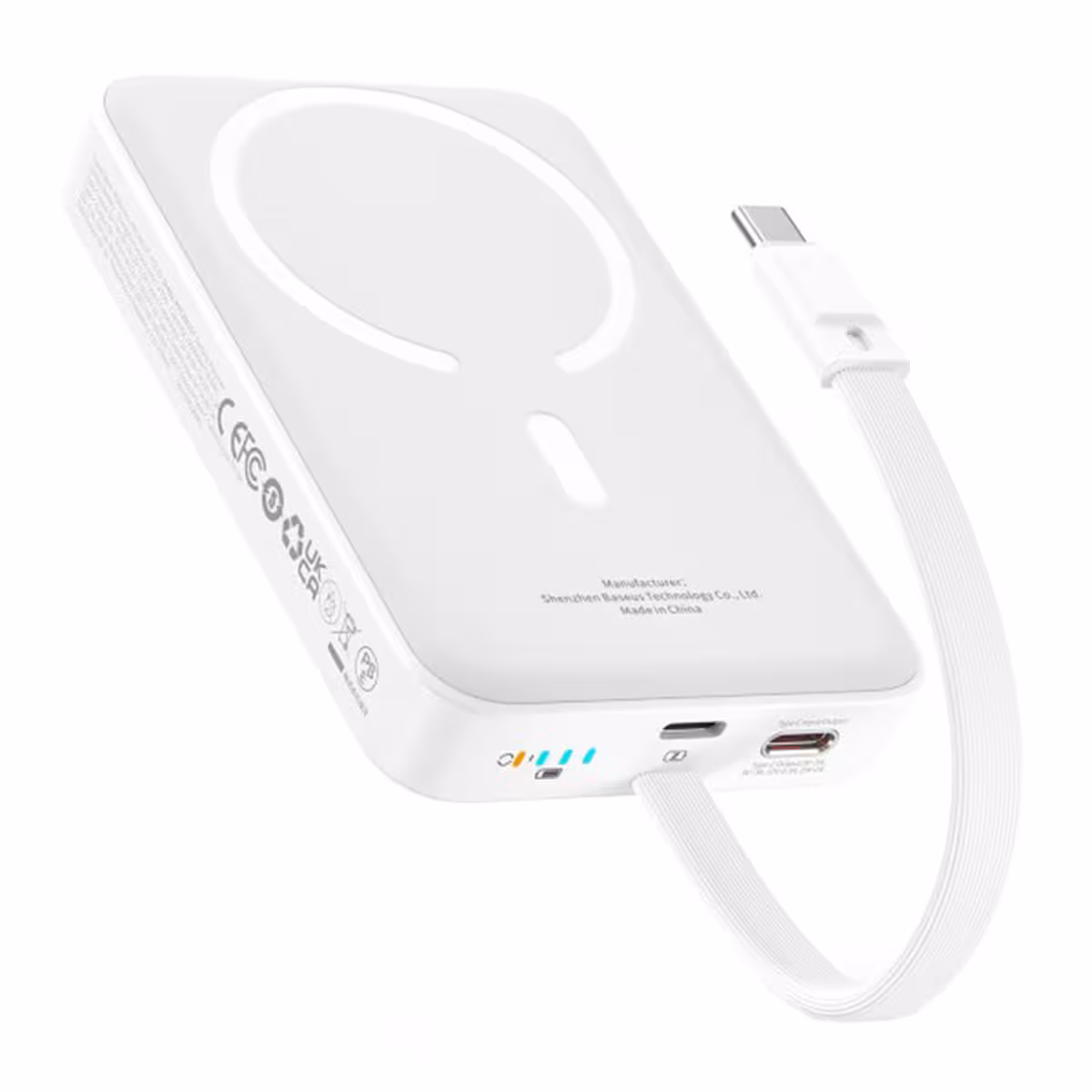 پاوربانک باسئوس مدل Magnetic Mini Wireless P1002210B223 ظرفیت 10000 میلی آمپر ساعت توان 30 وات