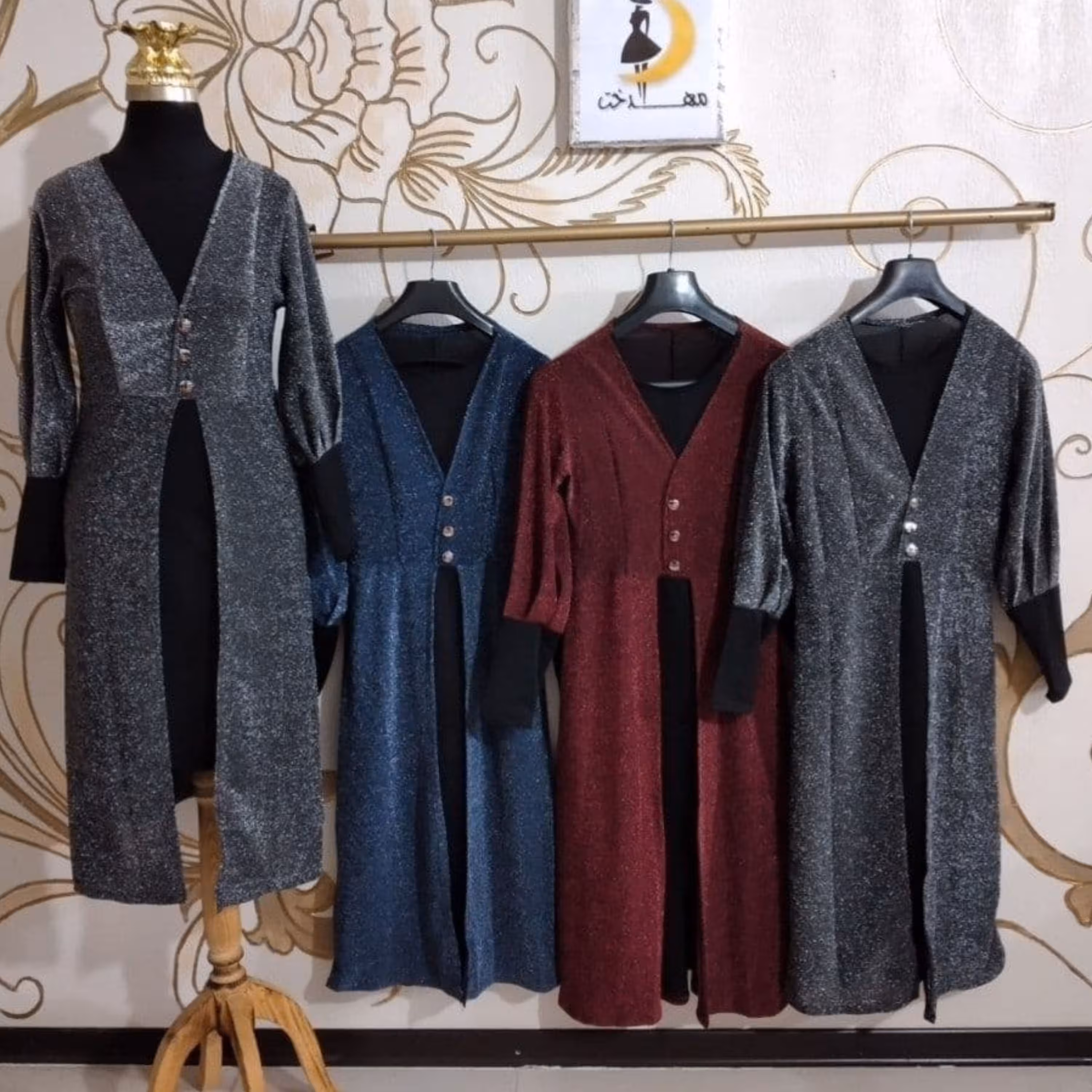تونیک مجلسی مدل دوتیکه به هم چسبیده کرپ کش و لمه شاین بدون ریزش