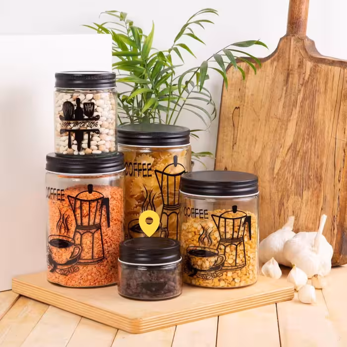 بانکه حبوبات شیشه ای چاپدار سایز 1