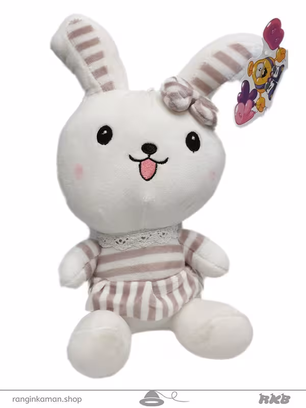 عروسک خرگوش لباس راه راهک