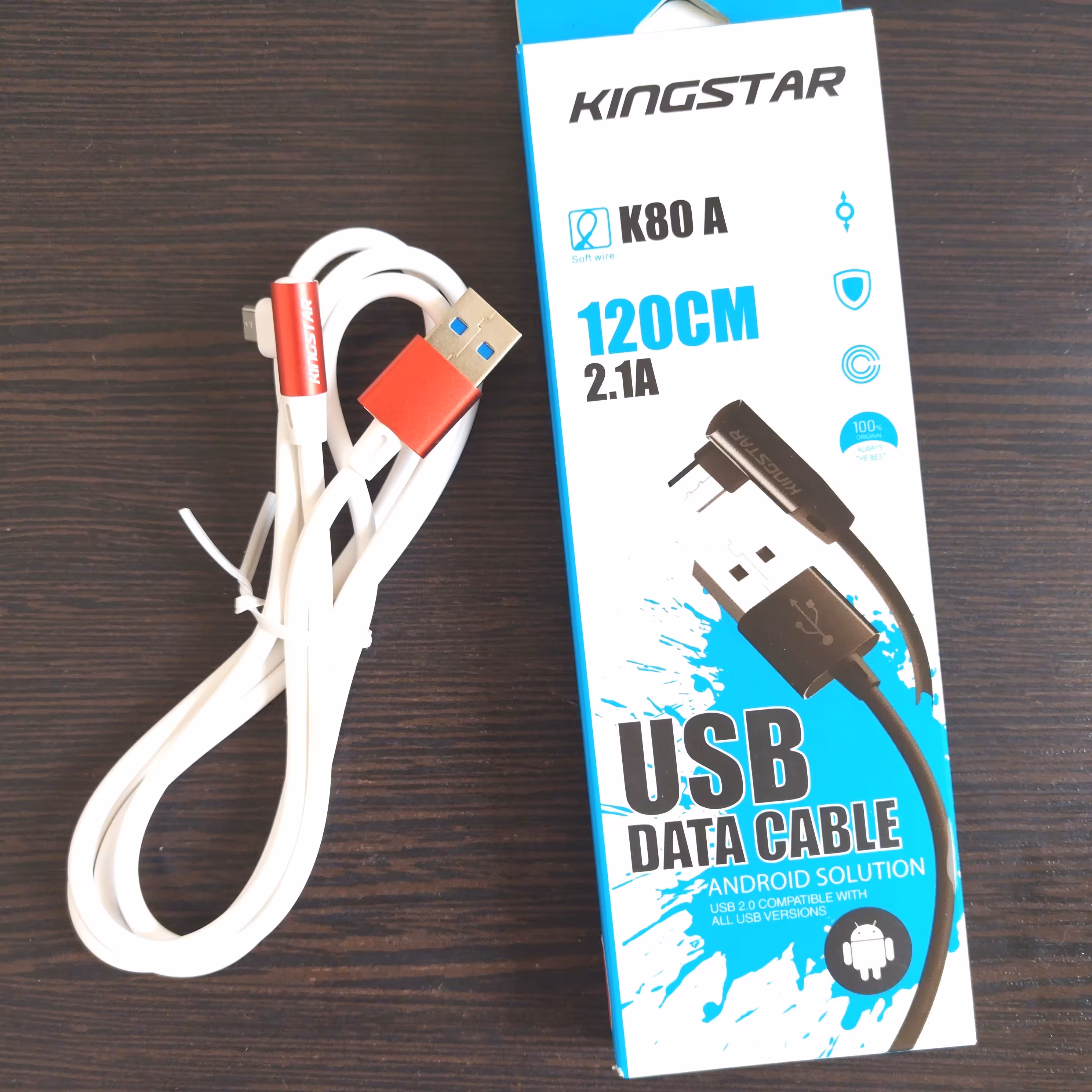 کابل شارژ اندروید معمولی سرعت بالا kingstar k80a طول 120 سانتی متر 