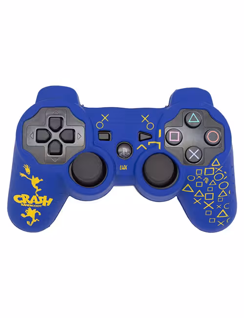 روکش محافظ دسته PS3 لیزری آبی زرد طرح کراش باندیکوت