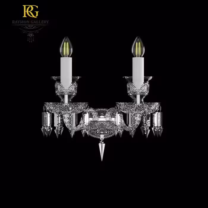 دیوارکوب مینیمال دو شاخه لوکس کریستالی
