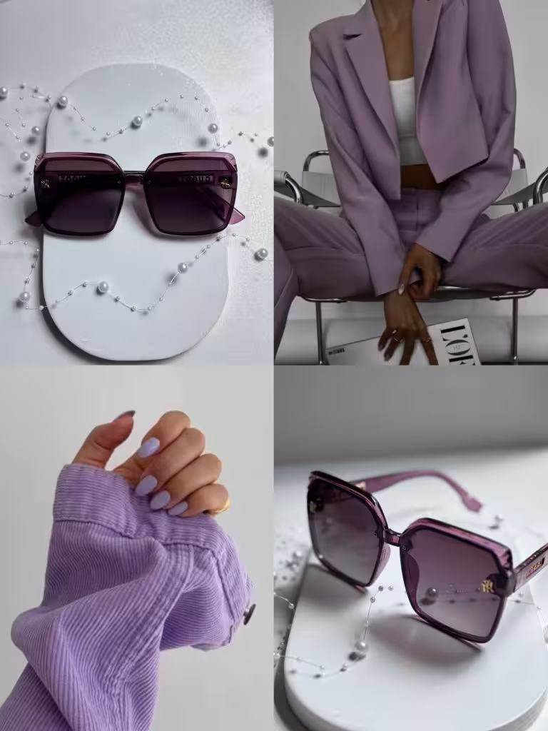 عینک آفتابی برند Chanel زنانه بادمجونی یووی 400