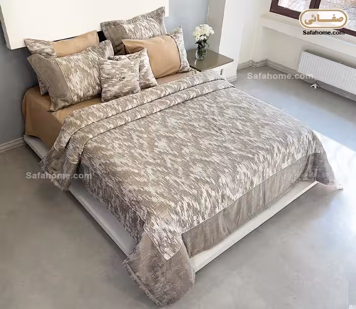 روتختی دو نفره عروس 8 تکه طرح پتینه لوسید دودی