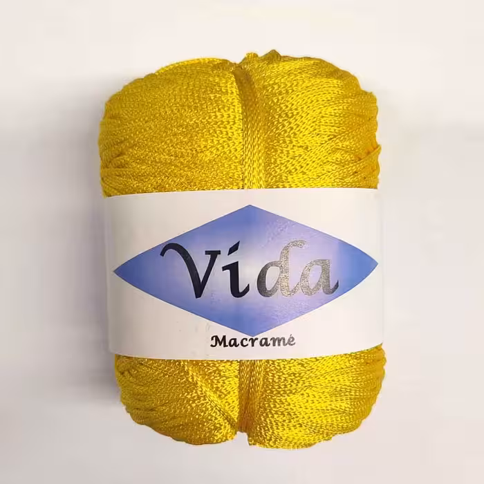 نخ مکرومه تک سوزنه جنس پلی استر رنگ زرد