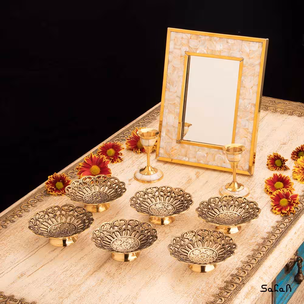 ست هفت سین برنجی طلایی کد 1073