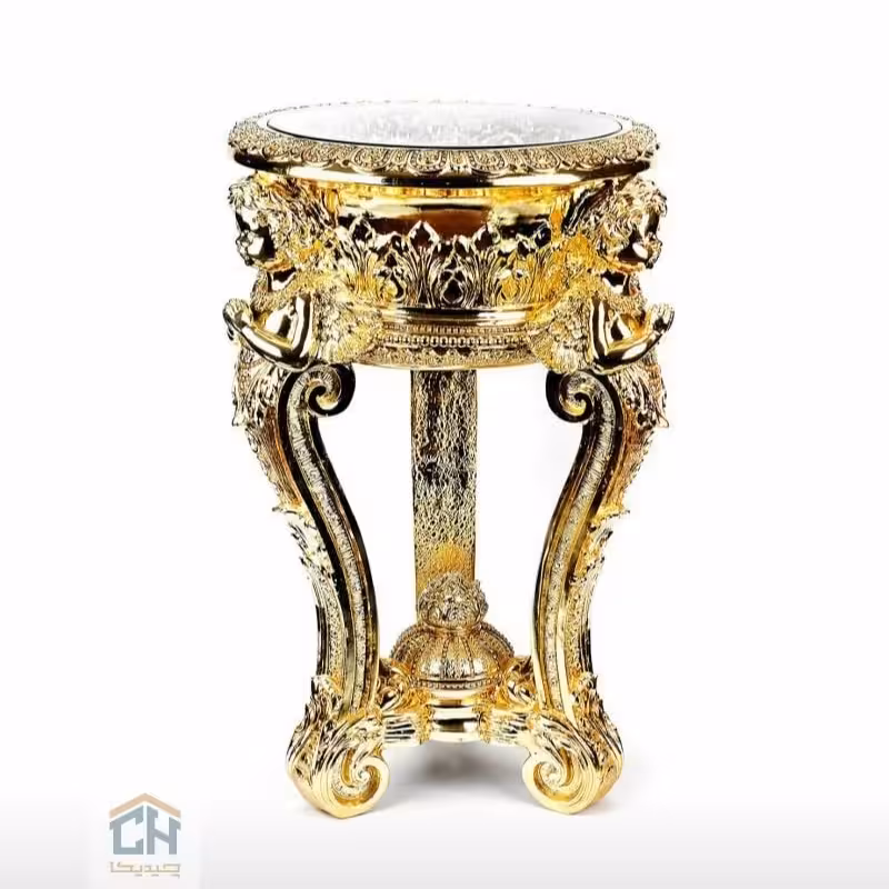 میز سه پایه طلایی گلدکیش طرح فرشته مدل 1-1433
