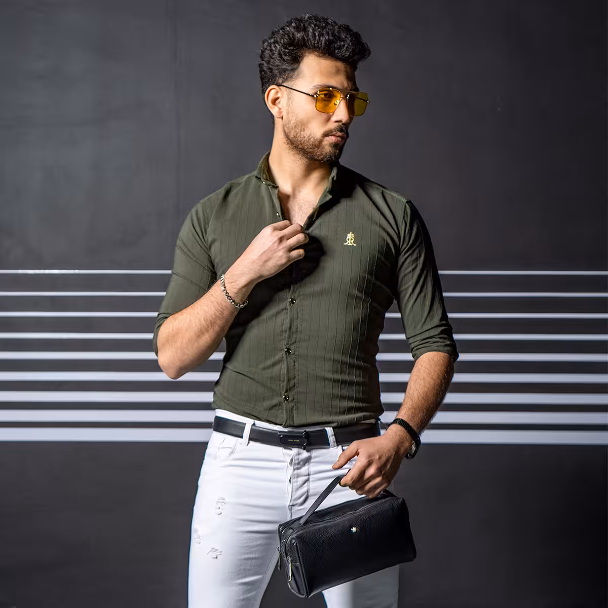 پیراهن مردانه رنگ سبز مدل Rafel