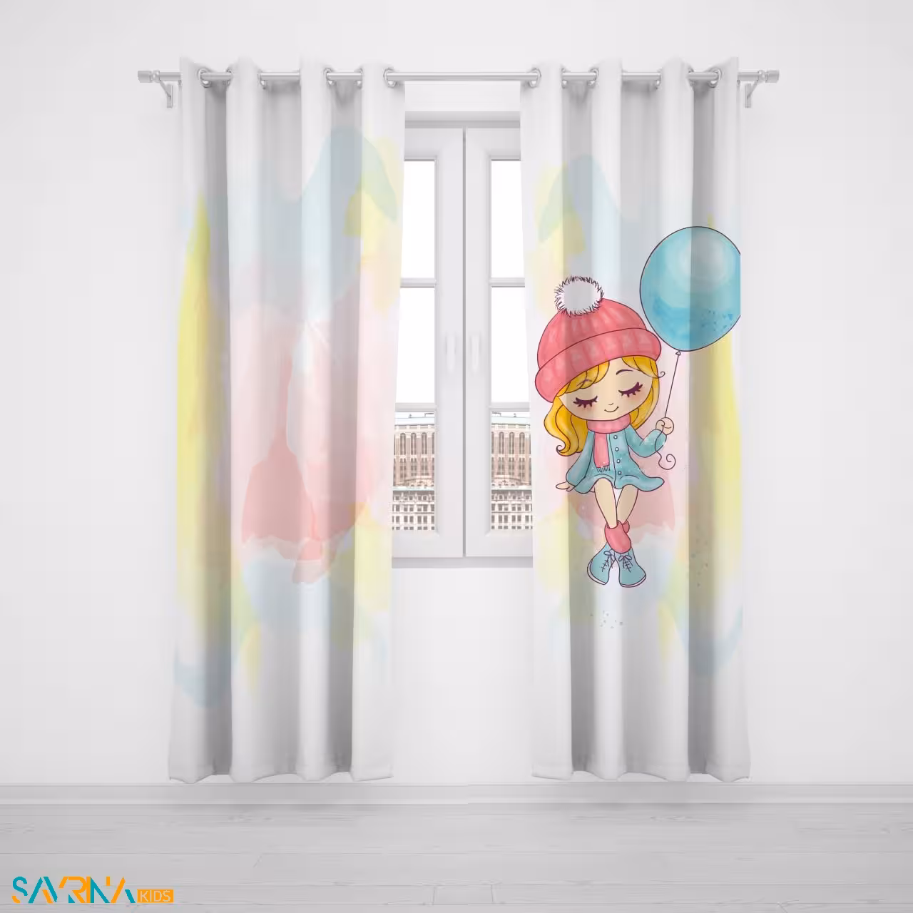 پرده پنلی بچگانه طرح دختر سرمایی کد A2737