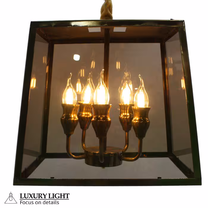 لوستر مدرن پنج شعله شیشه خور