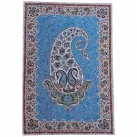 ترمه تابلوئی ابریشم کد TRTAB25 نفیس رنگ آبی لایی چسب دار بدون آستر