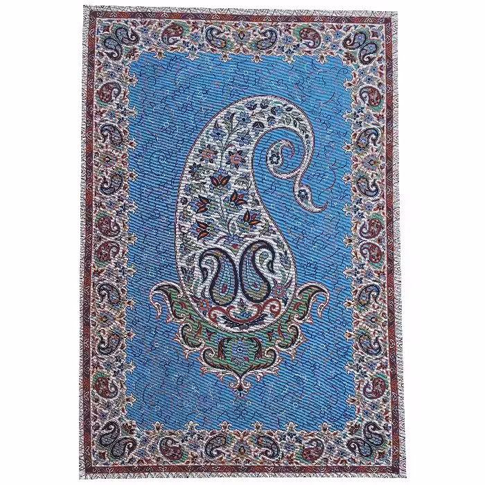 ترمه تابلوئی ابریشم کد TRTAB25 نفیس رنگ آبی لایی چسب دار بدون آستر