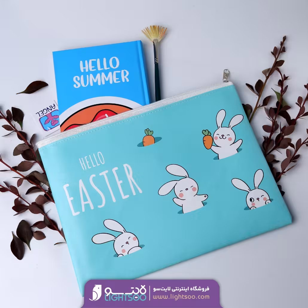 پوشه زیپی چرم طرح خرگوش و هویچ