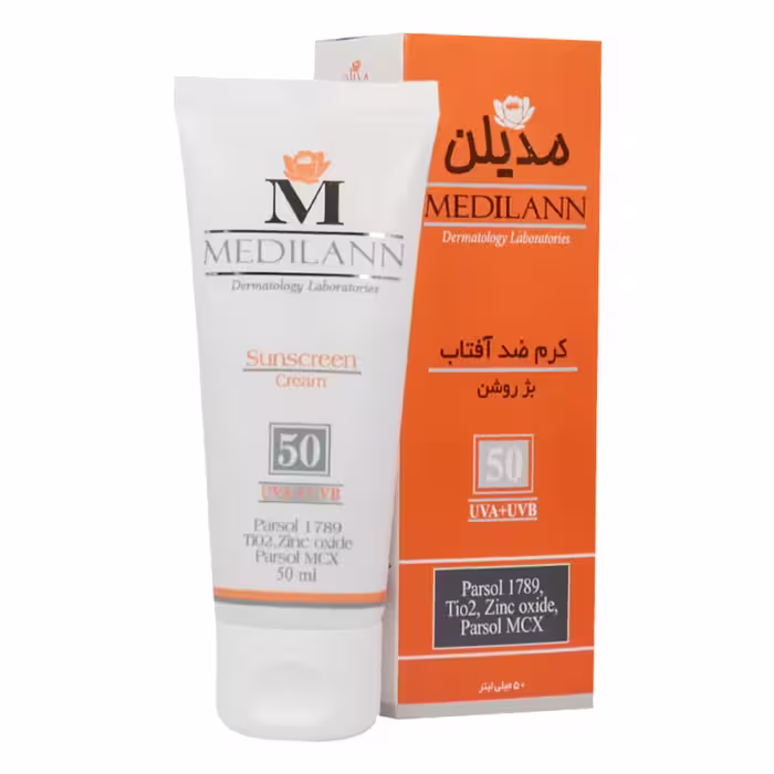 کرم ضد آفتاب رنگی SPF50مناسب پوست های معمولی و خشک حجم 50 میلی لیتر مدیلن