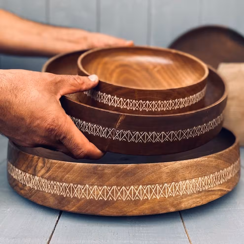 ظرف چوبی پذیرایی گردو کد 01002