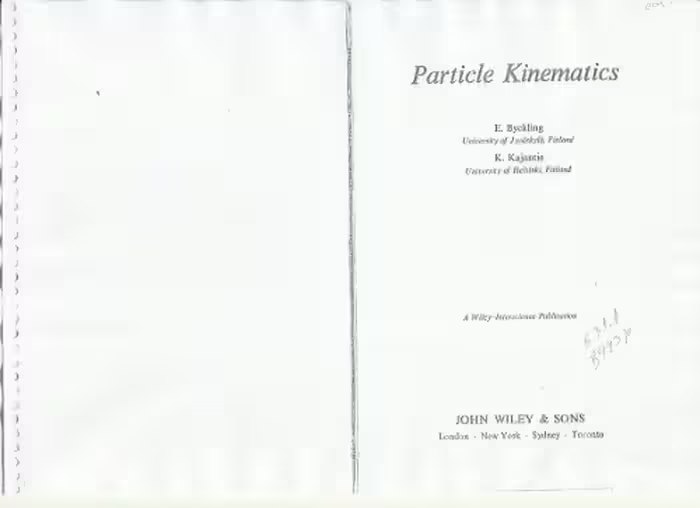 خرید و دانلود نسخه کامل کتاب Particle Kinematics