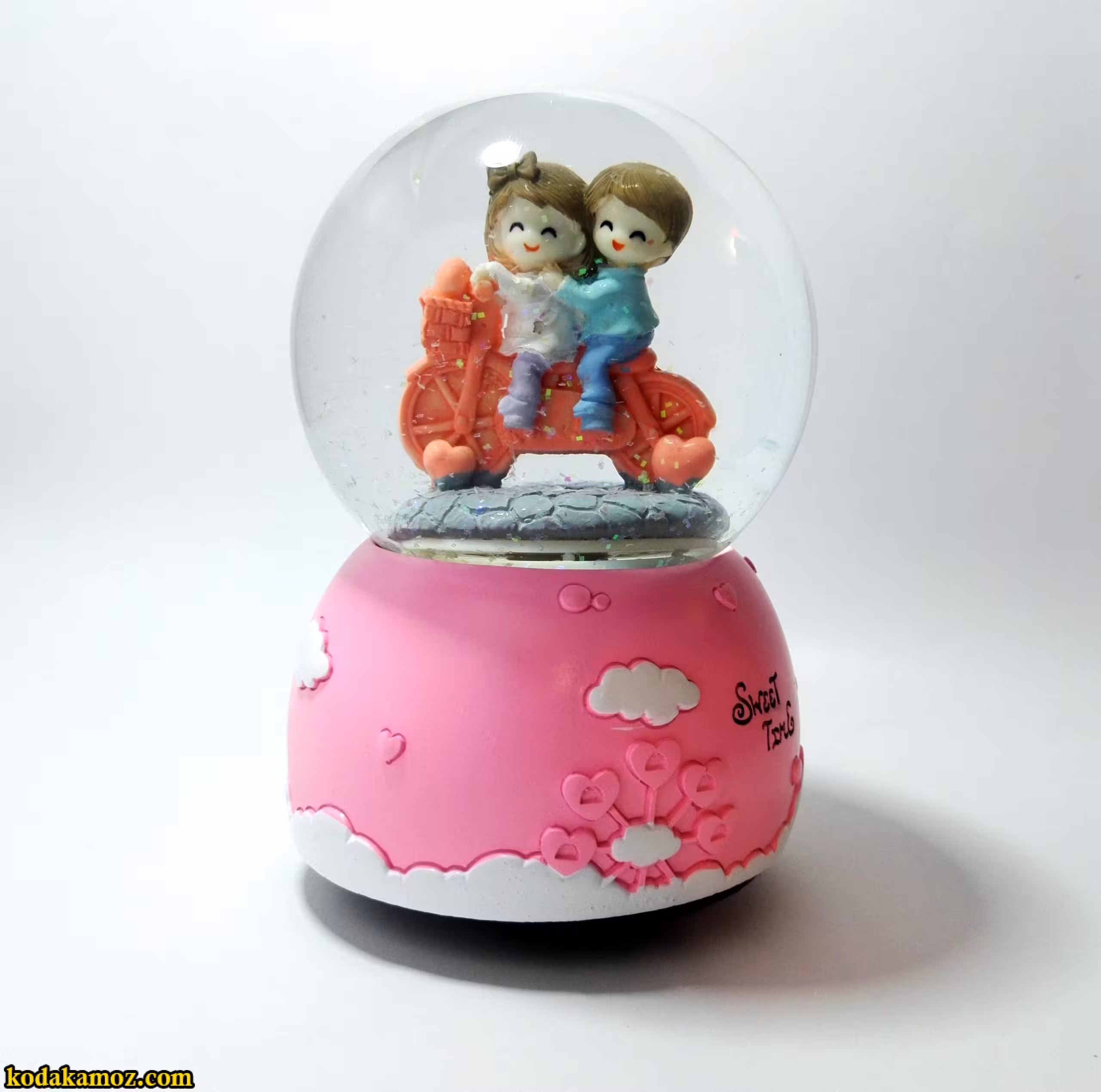 گوی موزیکال برفی (گوی موزیکال دختروپسر دوچرخه سوار) سایز بزرگ