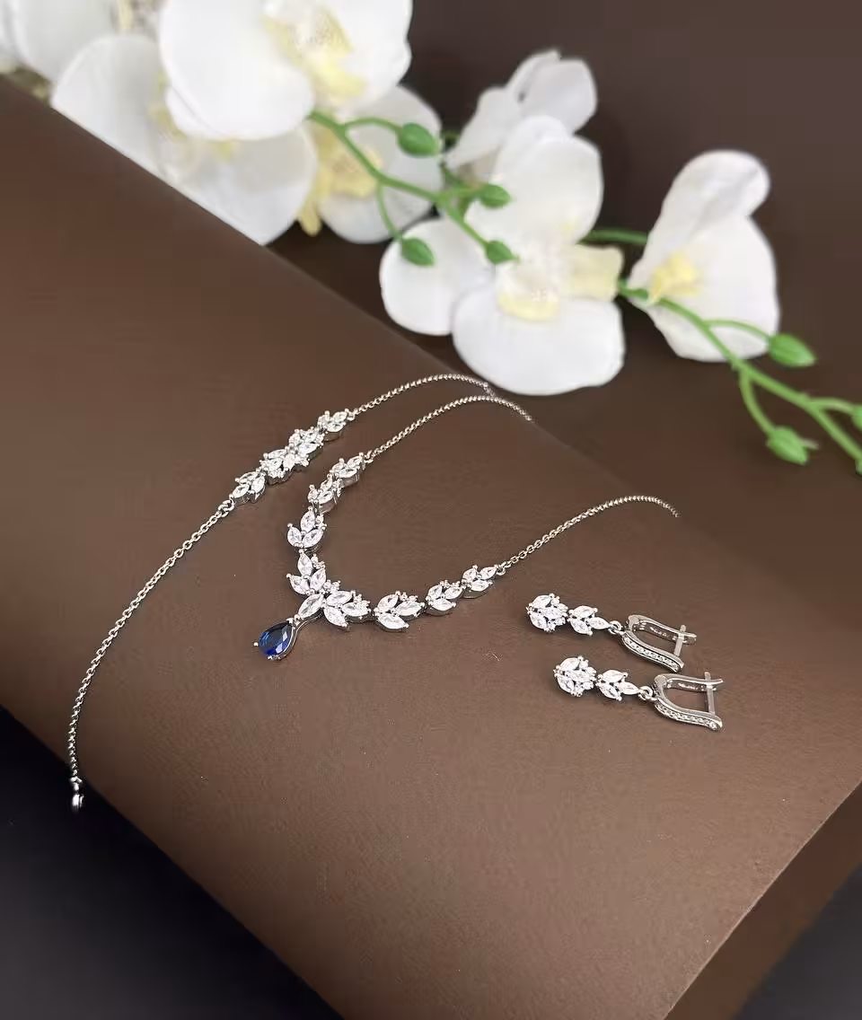 سرویس نقره جواهری زنانه کد 60772