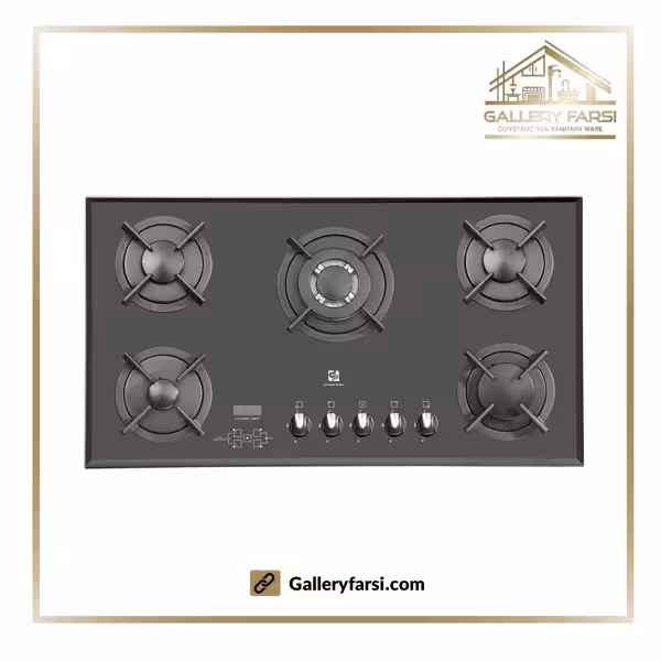 اجاق گاز شیشه ای پنج شعله پرنیان استیل مدل PB-5207 Dتایمر دیجیتال