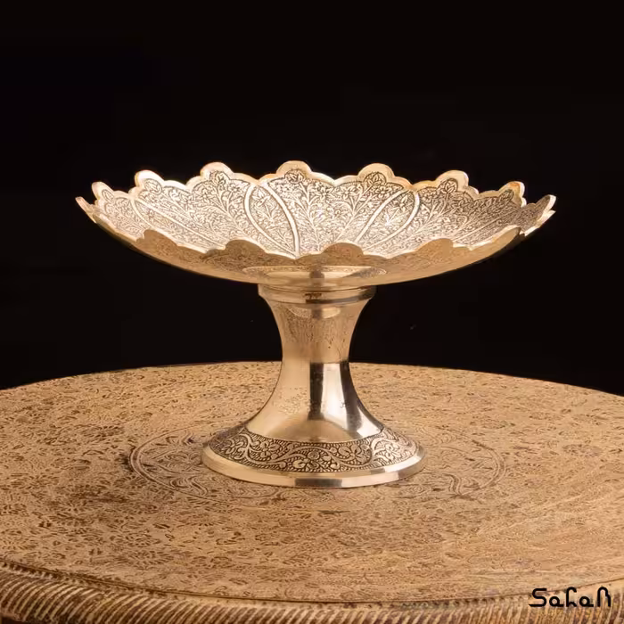 شیرینی خوری برنجی نقره ای طرح سولا