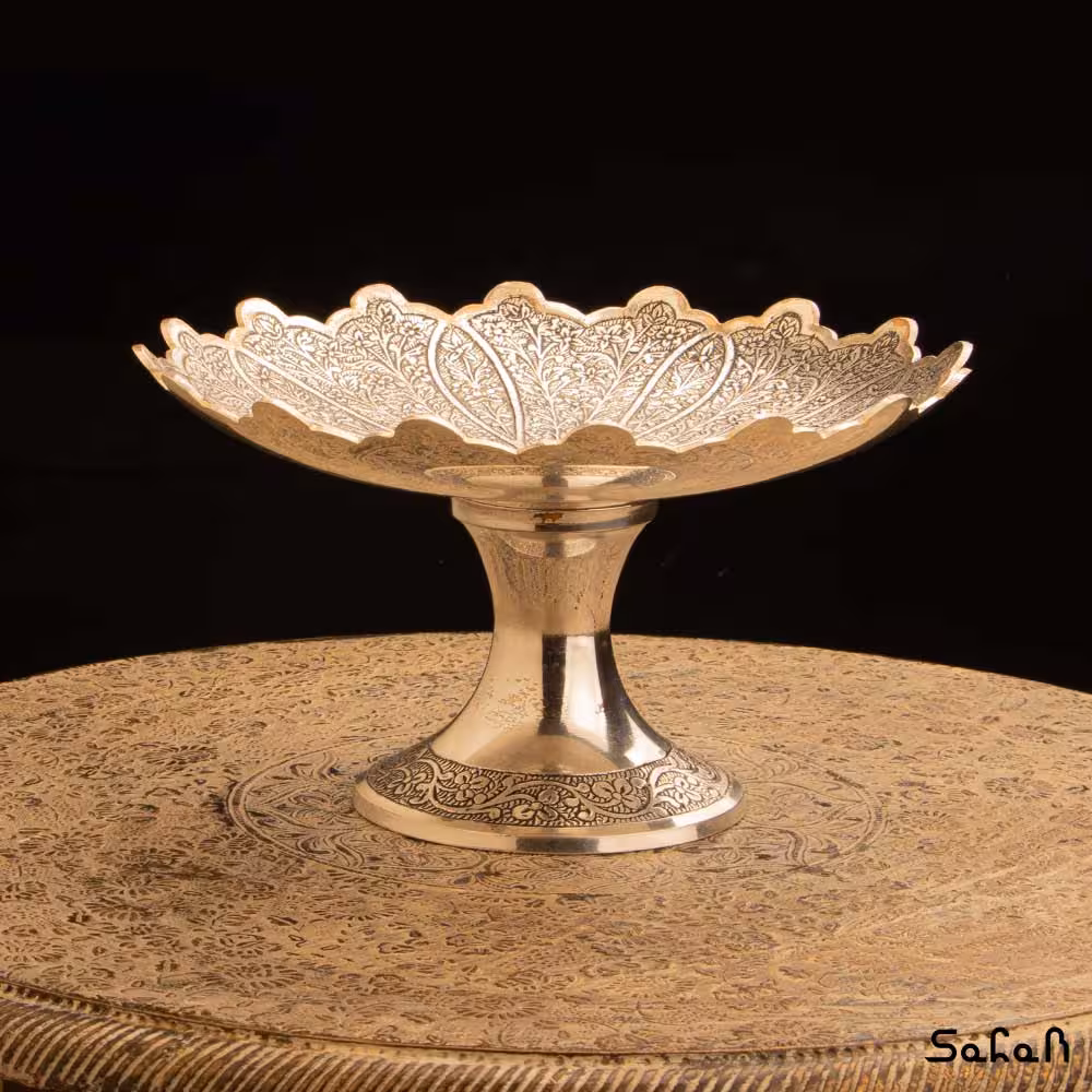 شیرینی خوری برنجی نقره ای طرح سولا
