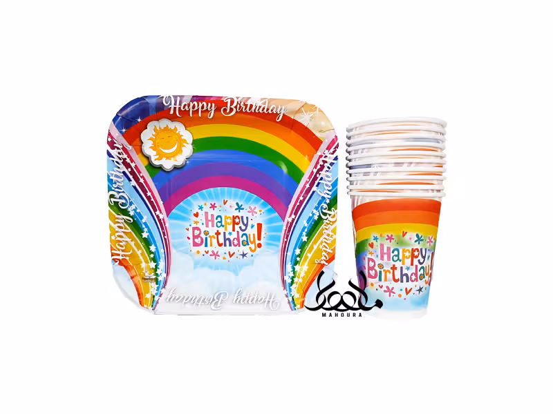 بشقاب و لیوان رنگین کمان 10 عددی