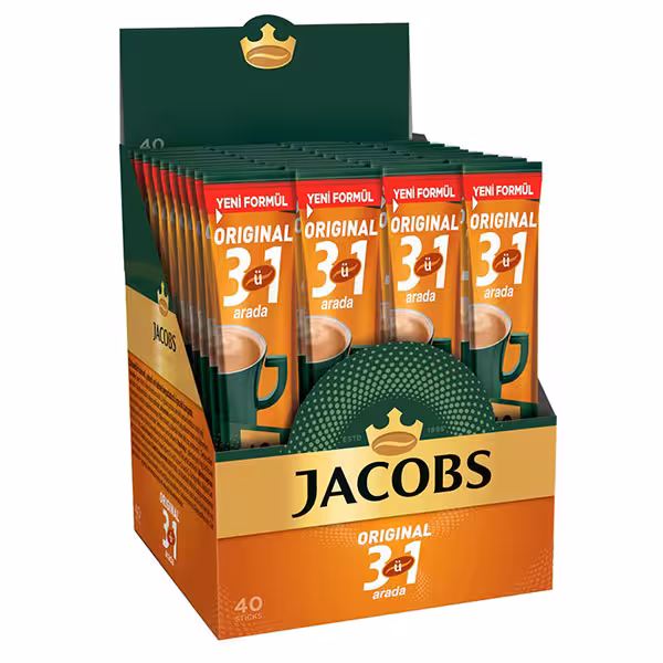 قهوه فوری جاکوبس 3 در 1 بسته 40 عددی حجم 640 گرم