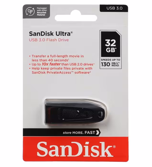 فلش مموری سن دیسک مدل Ultra USB 3.0 ظرفیت 32 گیگابایت