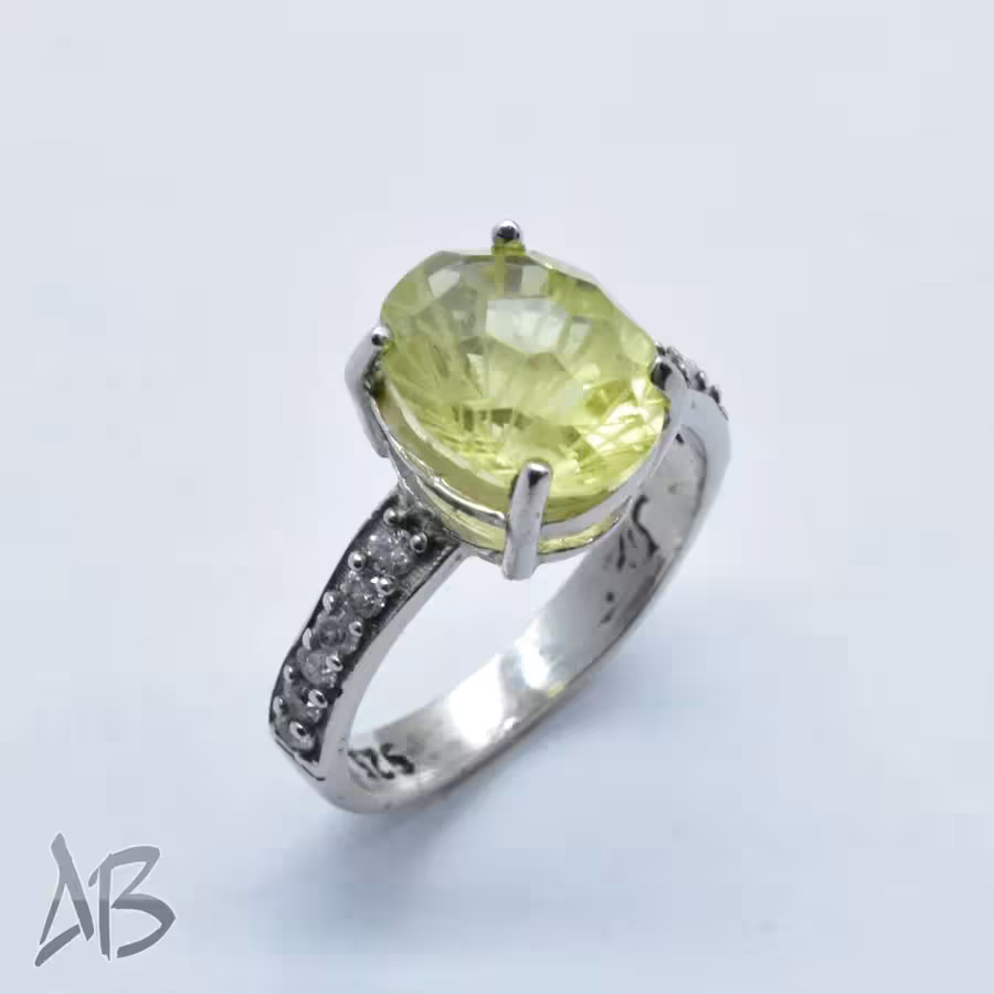 انگشتر نقره زنانه سیترین اصل لیزر کات لونه زنبوری آقابزرگ کد 327