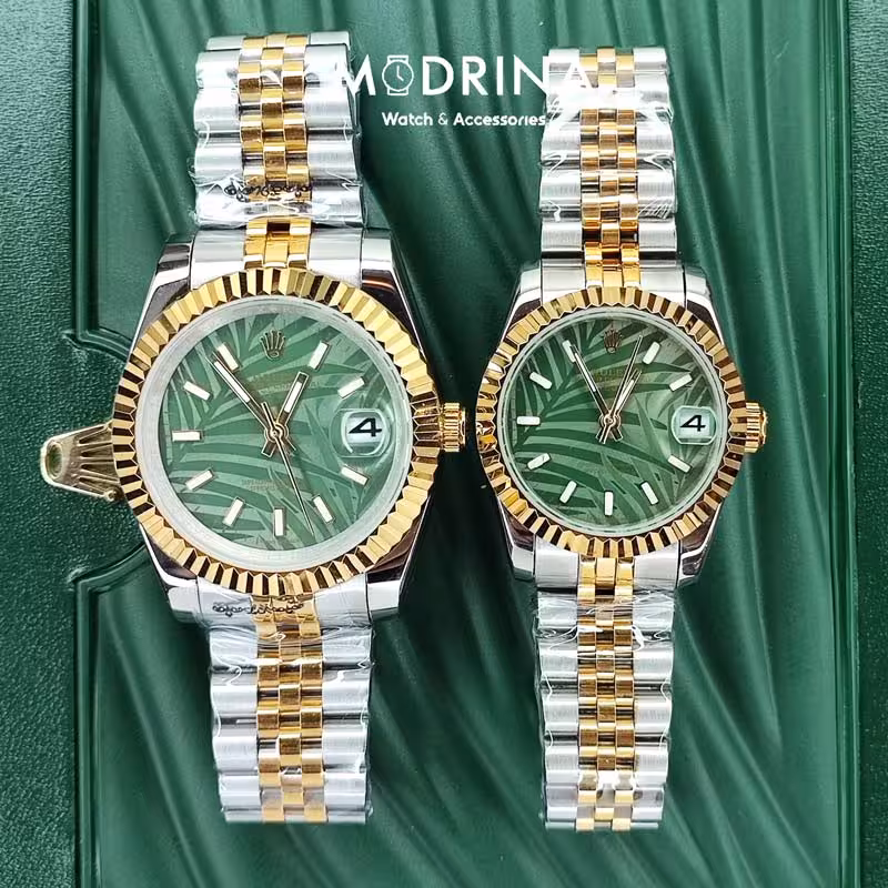ساعت ست رولکس دیت جاست سبز و طلایی