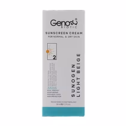ژنوبایوتیک کرم ضدآفتاب مناسب پوست خشک ومعمولی اس پی اف50
